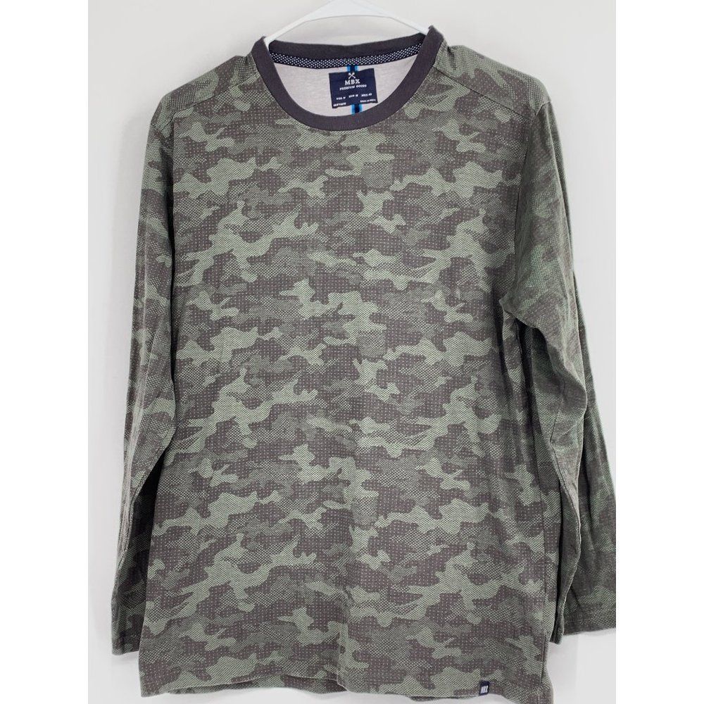 Mens MBX Camo M T-Shirt Long Sleeve Crew 100% Cotton Lightweight 1125 EUC Army